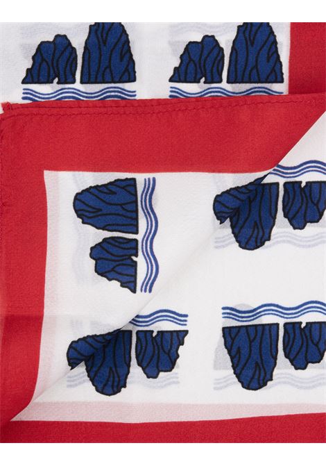 Pocket Handkerchief With Faraglioni of Capri Print 813 (OTTO TREDICI) | FARAGLIONI BLU /LROSSO